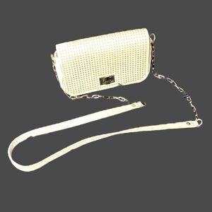 Banana Republic | White Cutout Flap Closure Chain Strap Crossbody Bag